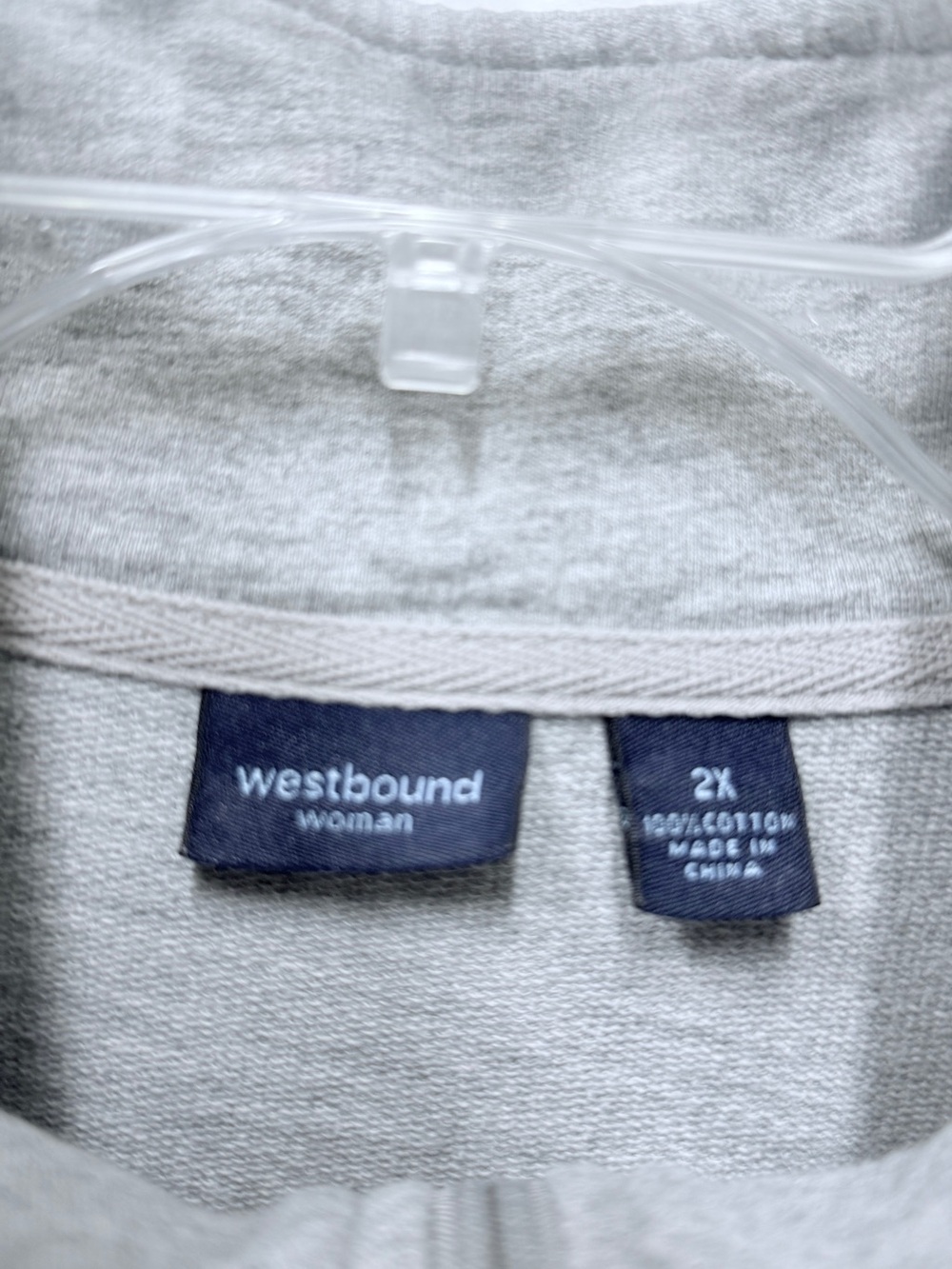 Westbound Woman 2X Gray Full Zip Knit Jacket Mock Neck Pocket Casual EUC